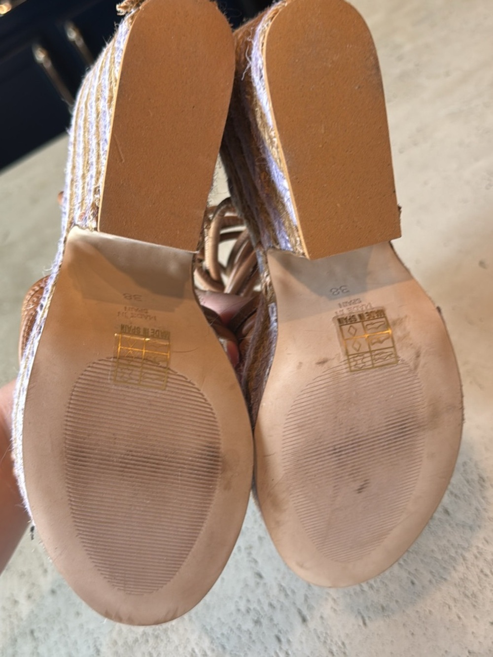 Anthropologie Braided Espadrille Wedge Sandals in Tan and Light Gray - Picture 5 of 5